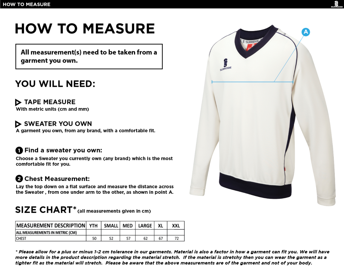 BAC-EE Preston CC Long Sleeved Sweater - Size Guide