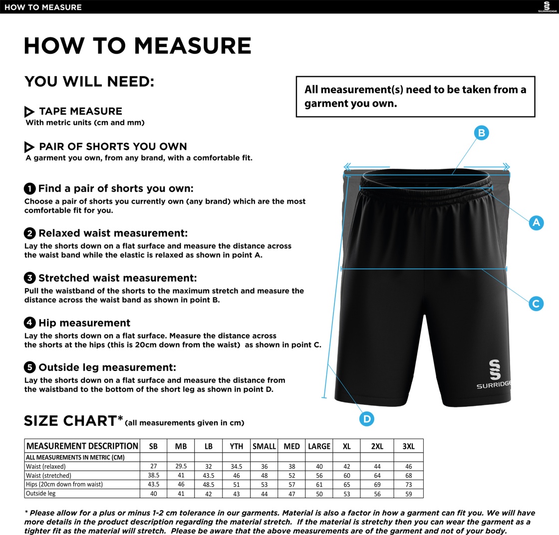 BAC-EE Preston CC Blade Shorts : Black - Size Guide